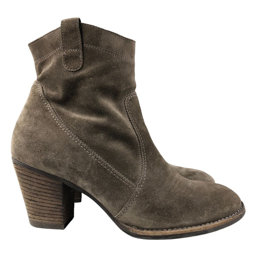 Paul Green Women's UK 6 (US 8.5) Brown Leather Suede Side Zip Ankle Booties